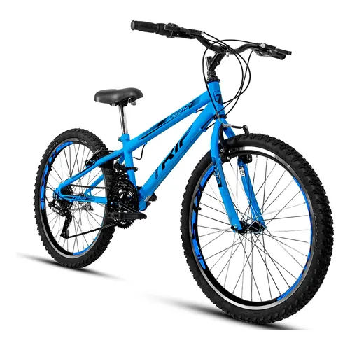 Bicicleta Infanto Juvenil Aro 24 Maculina 18v Volt Menino Azul