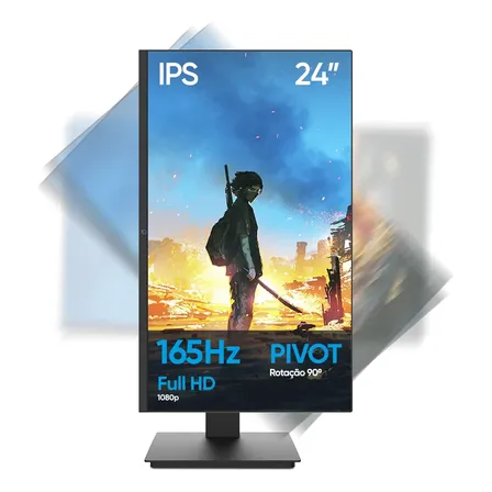 Monitor Gamer Pivot 24 Ox Órbita Ips Full Hd, 165hz, Hdmi Preto