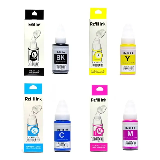 Pack 4 Tintas Refill Ink Gi-190 Para Canon G1100/g2100/g3100