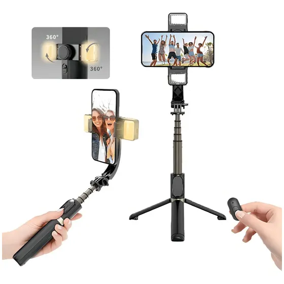 Gimbal 3 En 1 Trípode, Selfie Stick, Estabilizador 1 Eje Negro | Cuotas sin interés