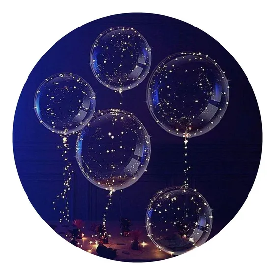 Balão Bubble Nº20 Com Led Decoração Aniversário Casamento Cor Dourado