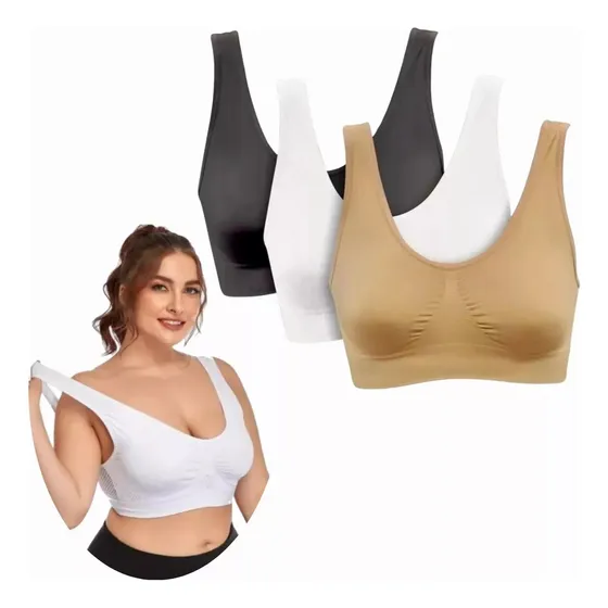 Pack X3 Soutien Top Deportivo Con Relleno Sin Costura