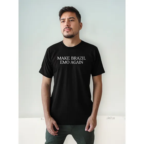 Camiseta Make Brazil Emo Again Brasil Emos 100% Algodão