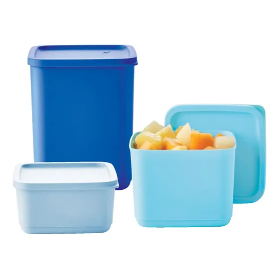 Set X3 Contenedores Refri Modular Apilables Tupperware Celeste Azul