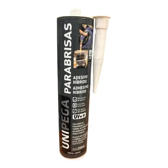 Adhesivo Pro Hibrido Parabrisas Negro 280ml Unipega Mf Shop