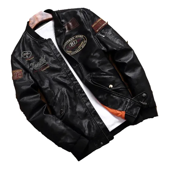 Chaqueta De Cuero De Aviador For Hombre