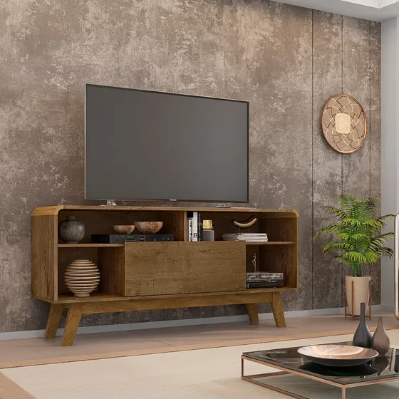 Rack Tv 55 Lazuli Rustico Color Marrón