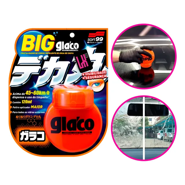 Big Glaco 120ml Soft99 Cristalizador Vidros Parabrisas 