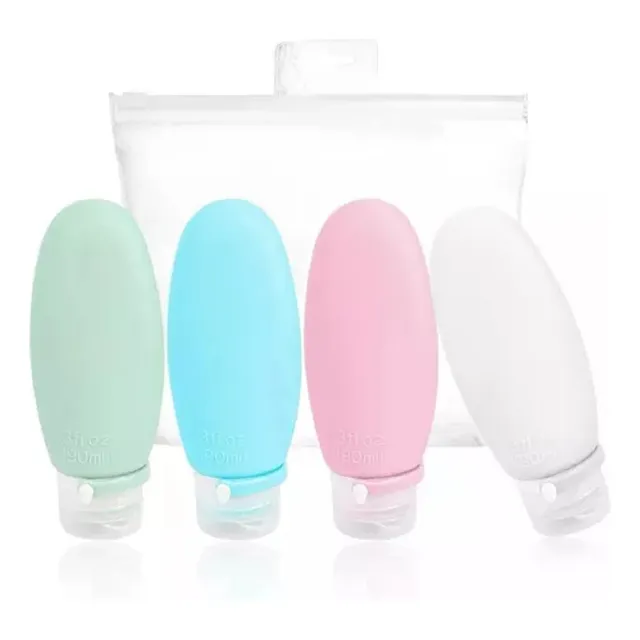 Pack X4 Botellas De Viaje Depósitos Dispensador Silicona