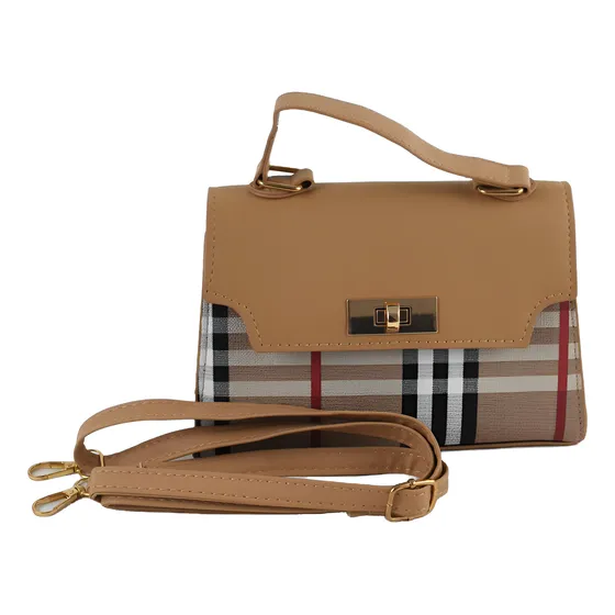 Cartera Minibag Importada Cuadriculada Car065 Milokita Beige