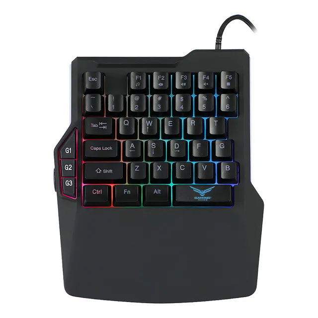 Teclado de una mano gamer Naceb Atheris español España color negro con luz RGB