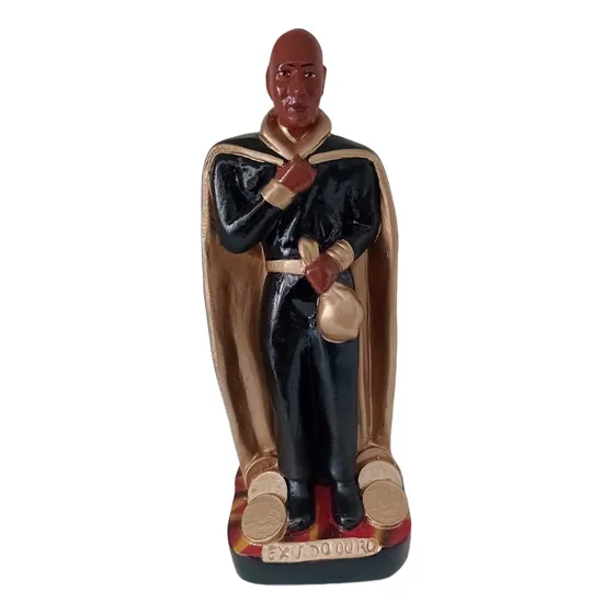 Imagem Exu Do Ouro Chama Dinheiro Dourado Gesso 20cm Umbanda