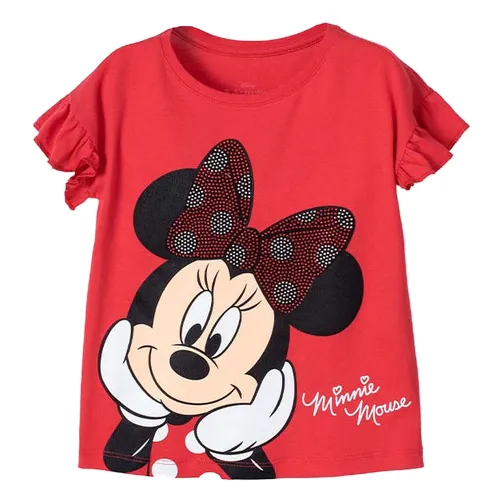 Camiseta De Minnie Roja Estampada Para Niña De 2t A 5t
