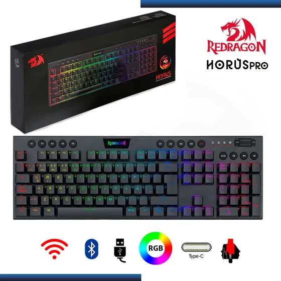 Teclado Inalambrico Redragon K618 Pro 2.4ghz Bluetooth Rgb