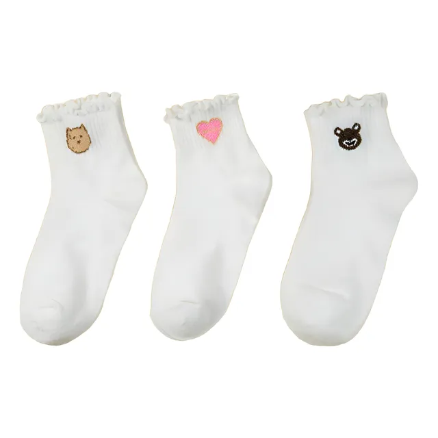 Pack 3 Pares De Medias Con Bordado Y Volados Coquette Mujer