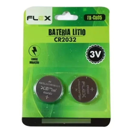 2 Baterias Pilhas Flex Cr 2032 Placa Mãe 3v Alcalina Alarme