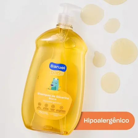 Shampoo Infantil Glicerina Suave 750ml Baruel Baby