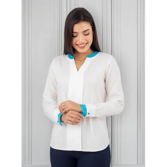 Blusa M/l Amor Seda Strech Color Entero Hueso