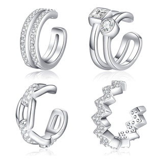 Ear Cuffs Pendientes De Plata De Ley 925 Con Circonita Cúbic Ear Cuffs Pendientes De Plata De Ley 925 Con Circonita Cúbic