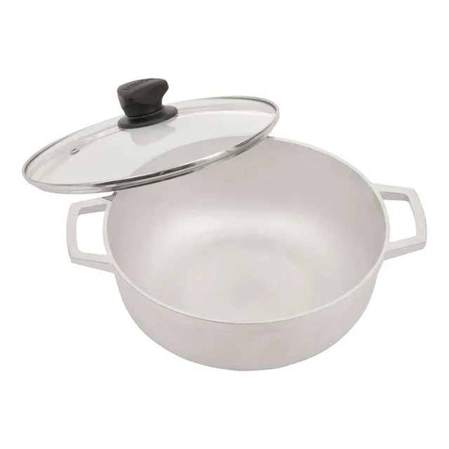 Caldero/ Cacerola / Olla  Aluminio Fundido Tapa Vidrio 24 Cm