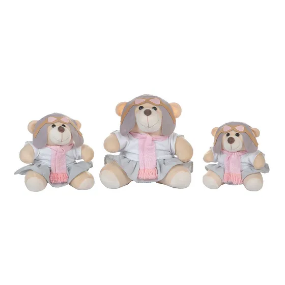 Trio De Urso Nicho Aviadora Rosa Ursinha Ursa Menina