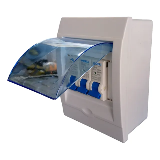 Caja Plastica Puerta + Breaker Termomagnetico 3 Circuitos