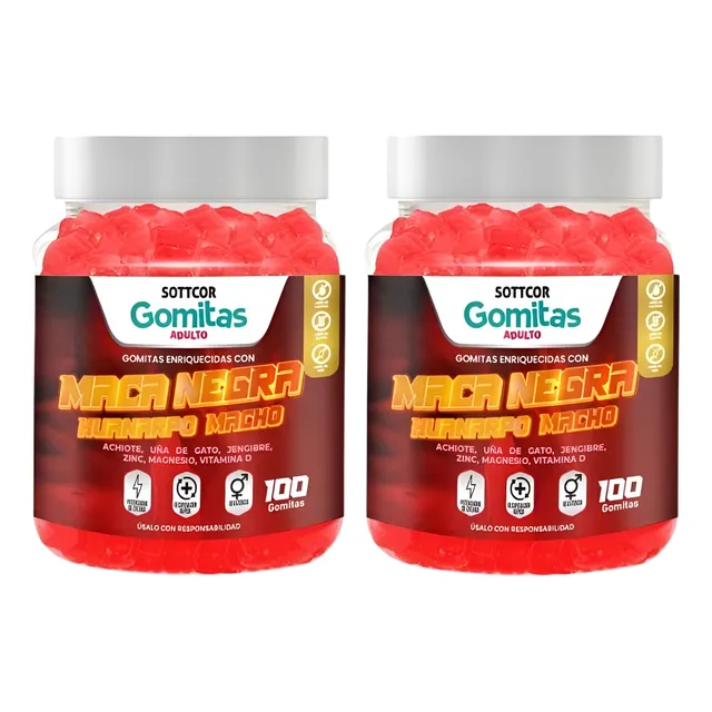 Pack 2 Maca Negra Huanarpo Macho Gomitas Sottcor 100 Gr