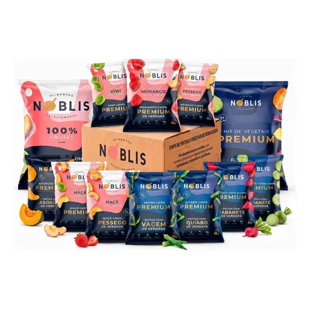 Kit Degustação Nóblis 12 Sabores Chips Desidratados 560g