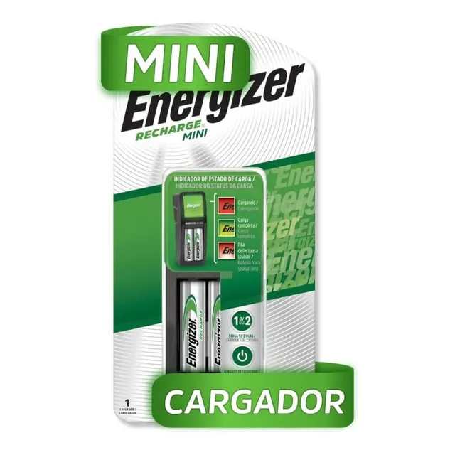 Cargador Energizer Para Pilas AA y AAA Energizer Recargable Mini Cilíndrica - pack de 2 unidades AA