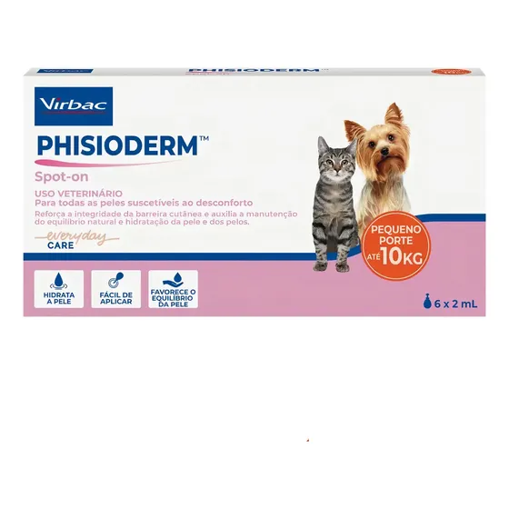 Pipeta Virbac Phisioderm Spot On Para Cães E Gatos De 2 Ml Com 6 Unidades