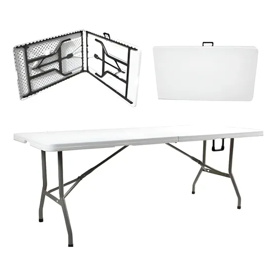 Mesa Plegable Tipo Valija 180 Cm Blanca Color Blanco | Cuotas sin interés