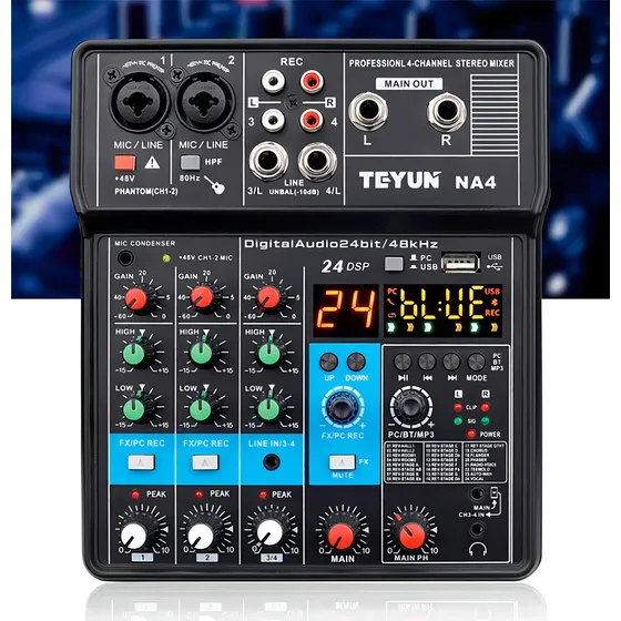 Mesa De Som Analógica Teyun A4 Usb/mp3/bluetooth