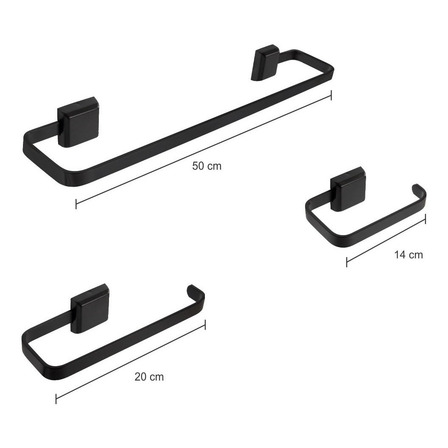 Kit Acessórios Para Banheiro Preto Lavabo 3 Peças Luxo Prb Kit Acessórios Para Banheiro Preto Lavabo 3 Peças Luxo Prb