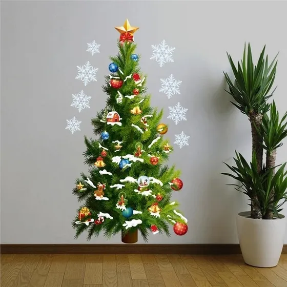 Pegatinas De Pared Con Forma De Árbol De Navidad, Extraíbles