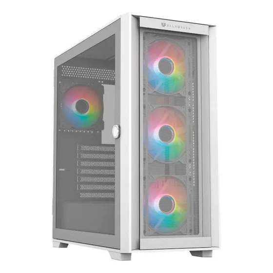 Gabinete Gamer Balam Media Torre Atx Carbono Twin Mate7000 Color Blanco