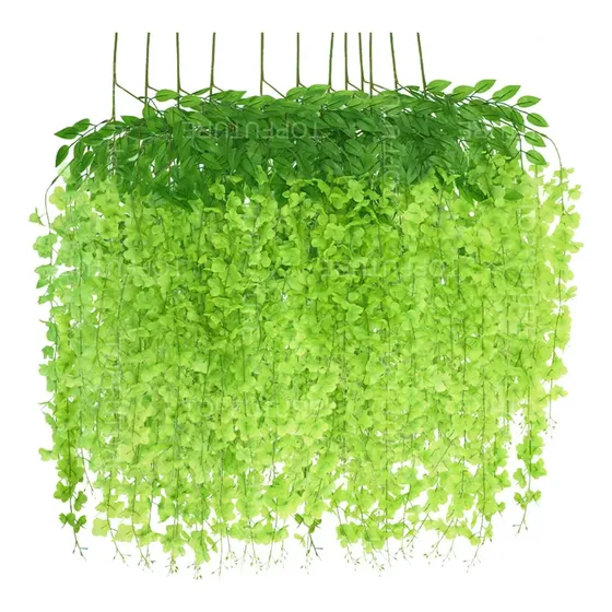 30pzs Flores Artificial Wisteria 1.1m Decoración Fiesta Boda Color Verde Topfuture Tf-fa30