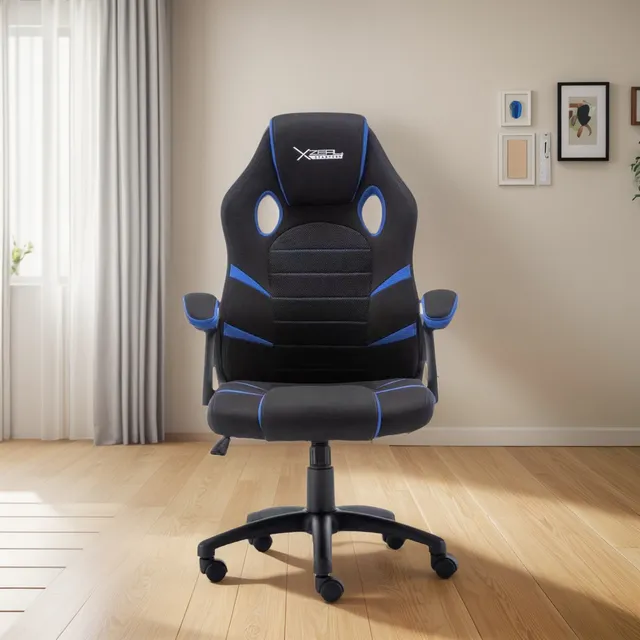 Silla Gamer Xzeal Xst50 Tela Foam Alta Densidad Azul Azul Tela