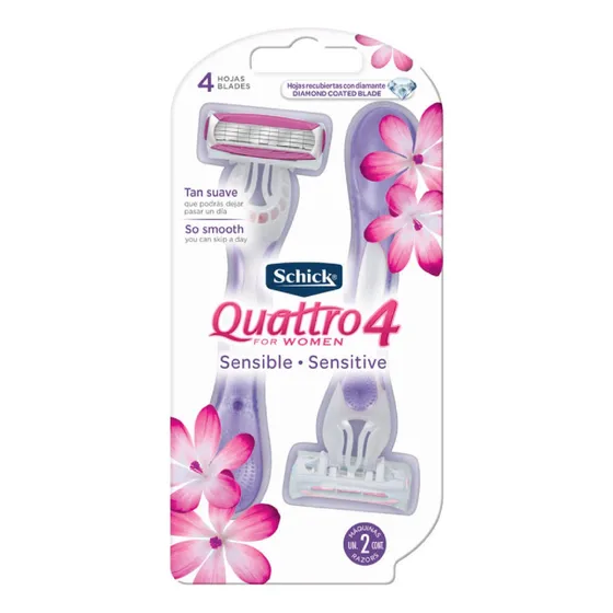 Rastrillos Desechables Schick Quattro for Women con 4 Piezas