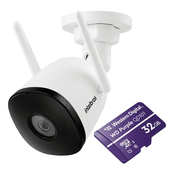 Câmera de Vídeo Segurança Externa Intelbras IM5 SC WiFi Alexa Google Com Micro-SD 32 GB Branca