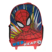 Mochila Escolar Con Ruedas Intek Spiderman Roja 18L Para Niños