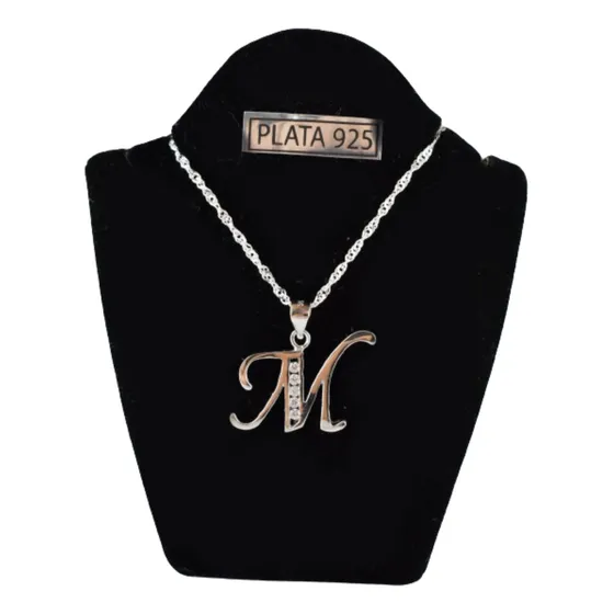 Conjunto Plata 925 Cadena Con Tu Inicial Swarovski Garantía