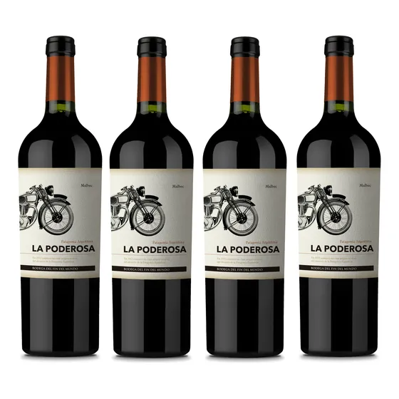 Vino Tinto Malbec Fin Del Mundo La Poderosa 750 Ml X 4 Un.