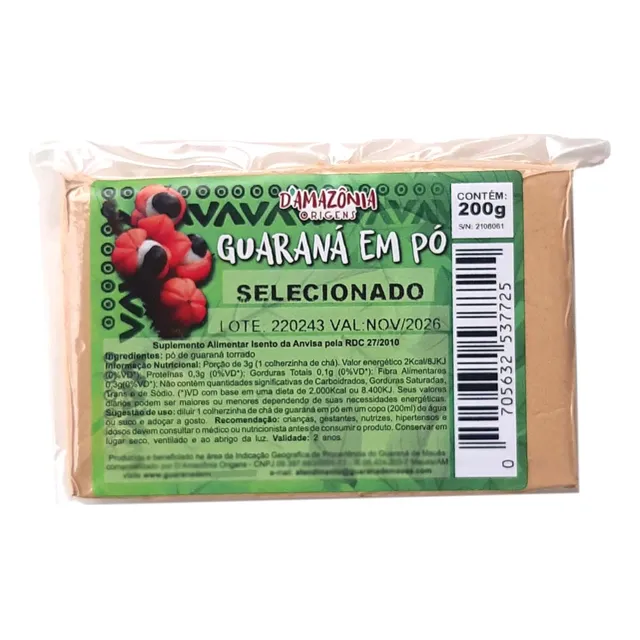Guaraná Em Pó Selecionado - Embalado A Vácuo - Pacote 200g