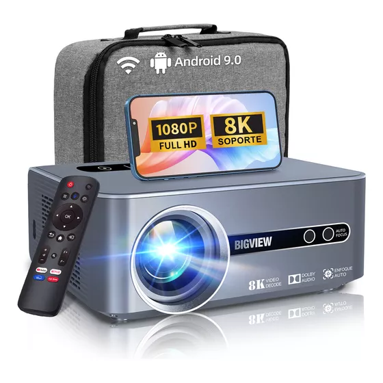 Proyector 8k Profesional Android 9.0 Bigview Full Hd 12000 Lúmenes 2 Gb Ram + 32 Gb Rom Bluetooth 5.0 Wifi 5g / 2.4g