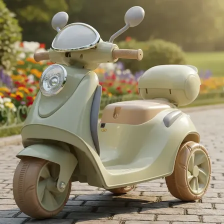 Motinha Scooter Elétrica Infantil 6v Com Sons E Bagageiro Verde-claro 127/220v