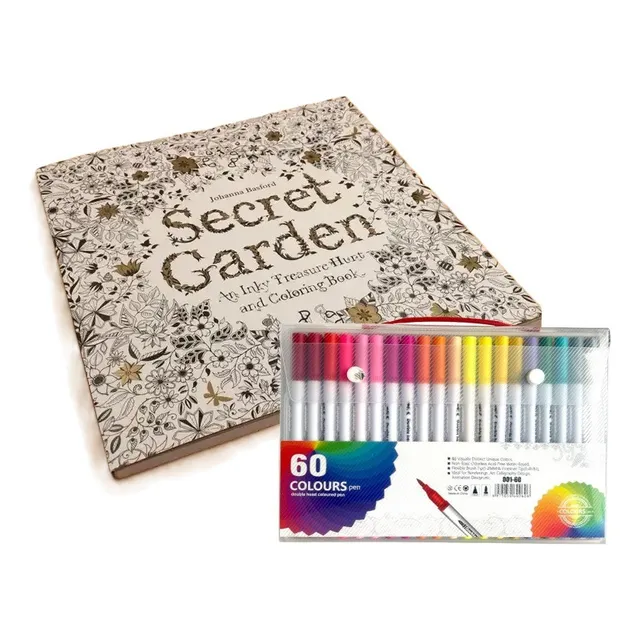 Libro Para Colorear Mandala + Maleta 60 Lápices Doble Punta