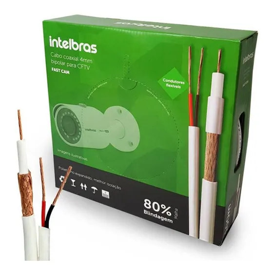 Cabo Coaxial Bipolar 4mm 80% 100m Fc80cbr Fast Cam Intelbras