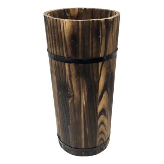 Macetero De Madera Tipo Barril Largo Alto Jardin Terraza M