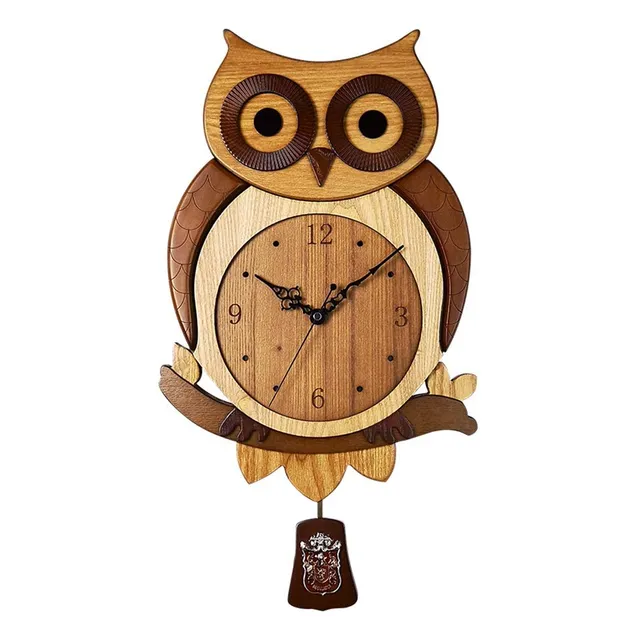 Reloj Buho Dibujo Animado Elegante Creativo Hogar Madera