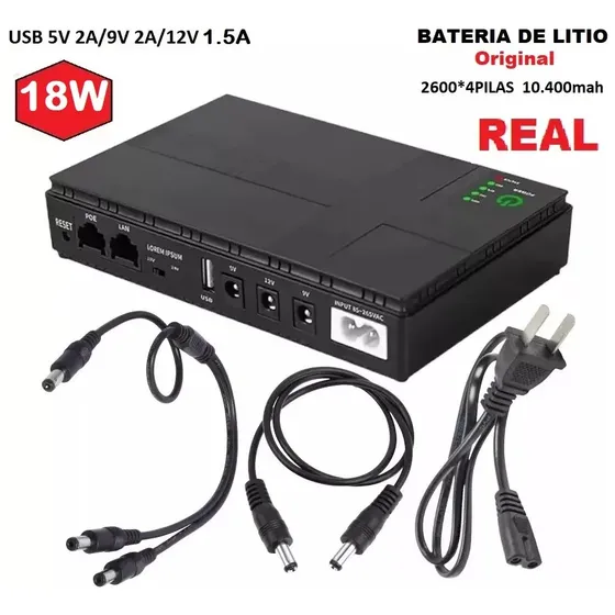 Mini Ups 18w Dc1018p 4 Baterias Litio Original 10400mah Real